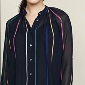 Derek Lam NWT Women's Multicolor Striped Navy Blouse Size 4 Work Business
